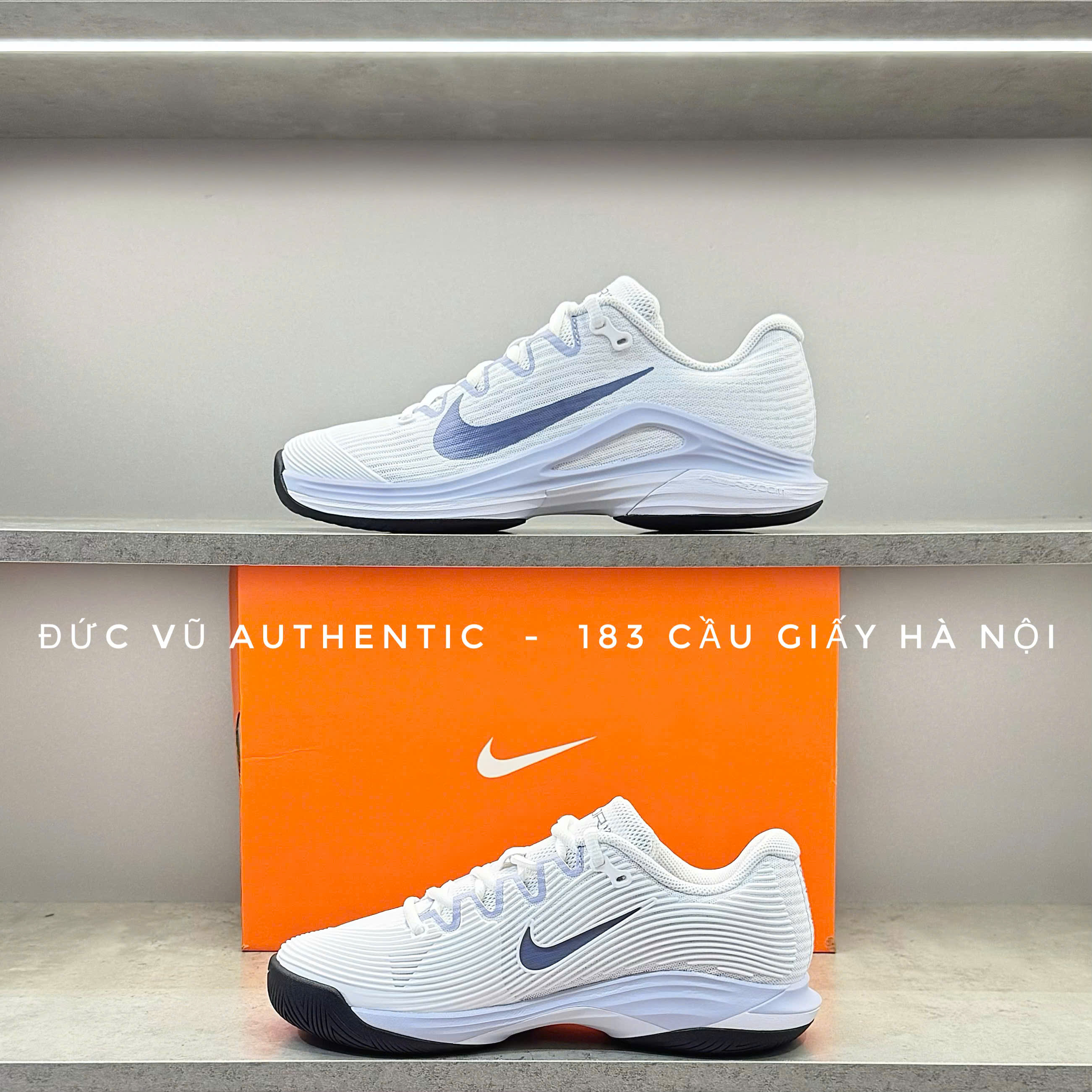Giày Tennis Nike Court Air Zoom Vapor Pro 2 – Trắng/ Xanh Navy