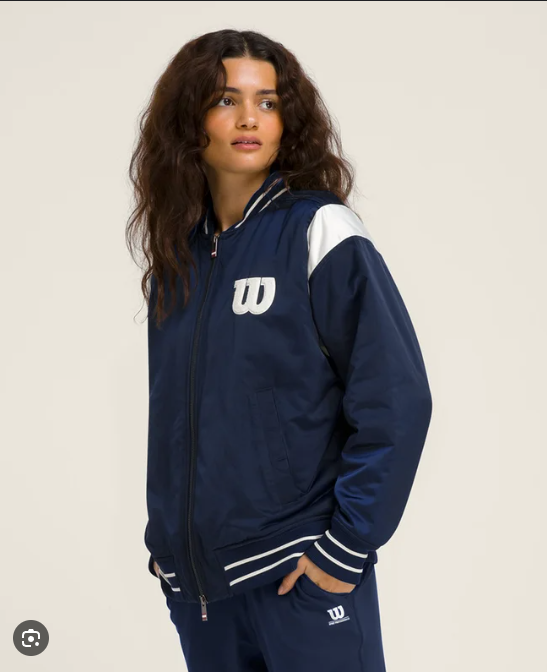 Áo khoác Wilson bomber varsity xanh navy phối trắng - Ảnh 2