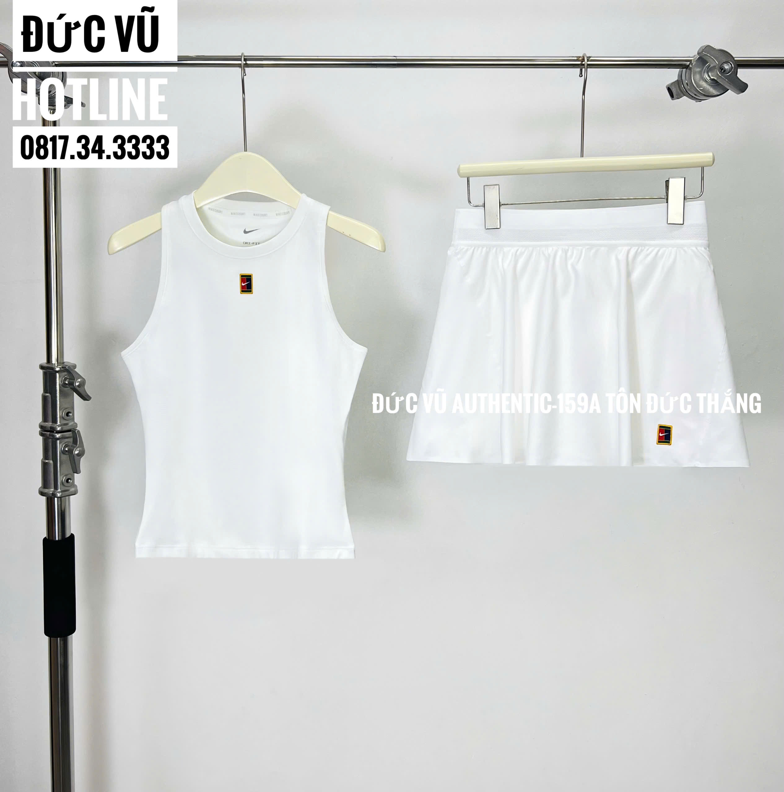Set áo tank top + chân váy Nike tennis trắng thể thao