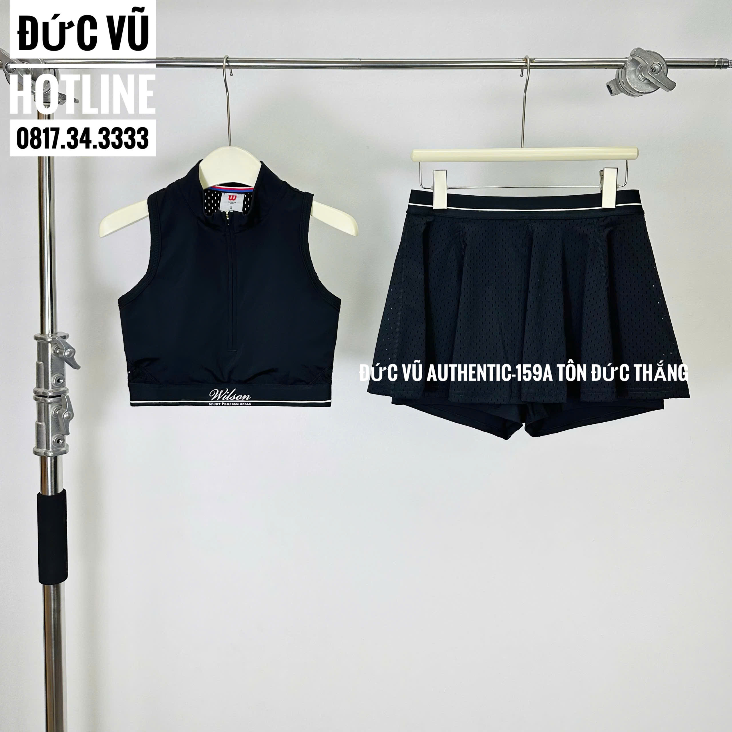 Set thể thao nữ Wilson (áo croptop không tay + chân váy tennis kèm quần trong)