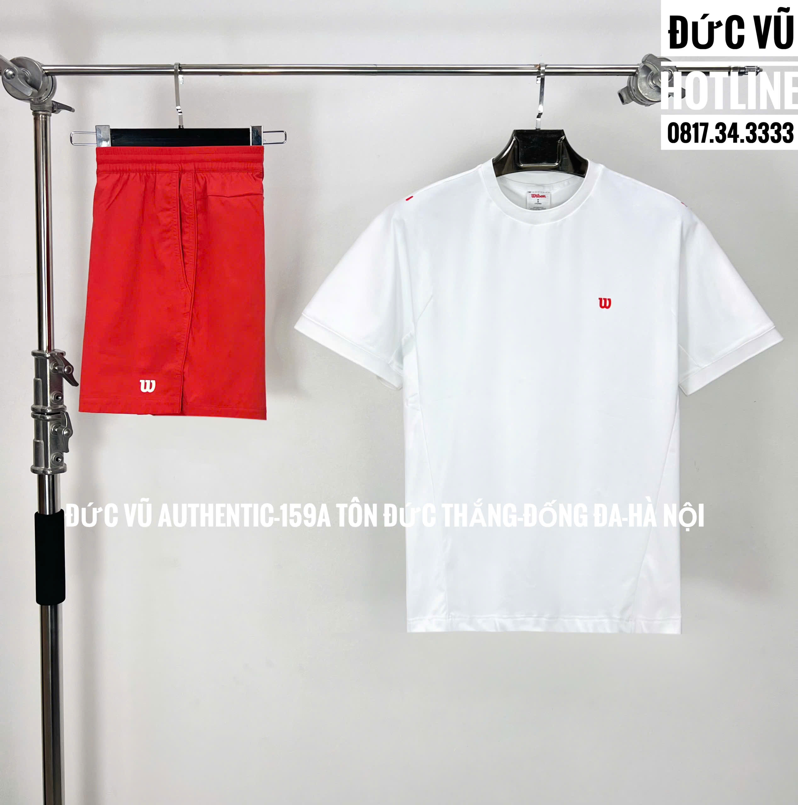 Set thể thao nam Wilson (áo thun trắng + quần short đỏ)