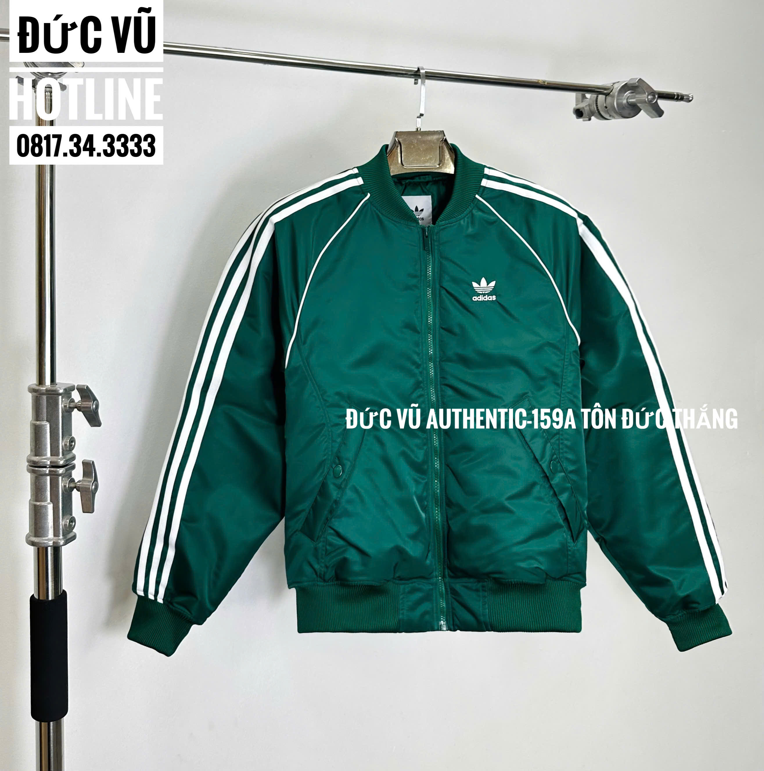 Tên sản phẩm: Áo khoác adidas Originals 3-Stripes bomber màu xanh lá