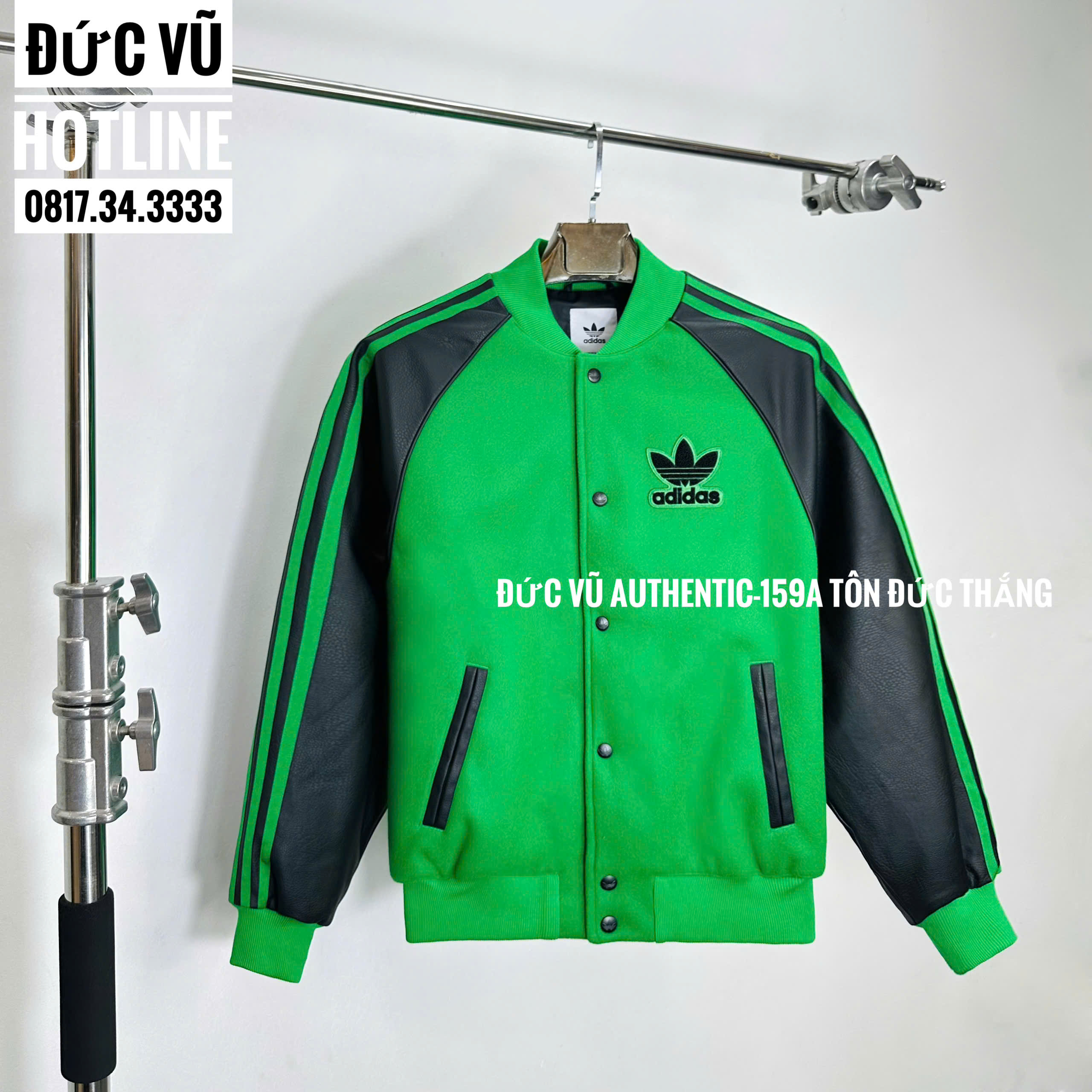 Áo khoác bóng chày Adidas Originals xanh lá – đen