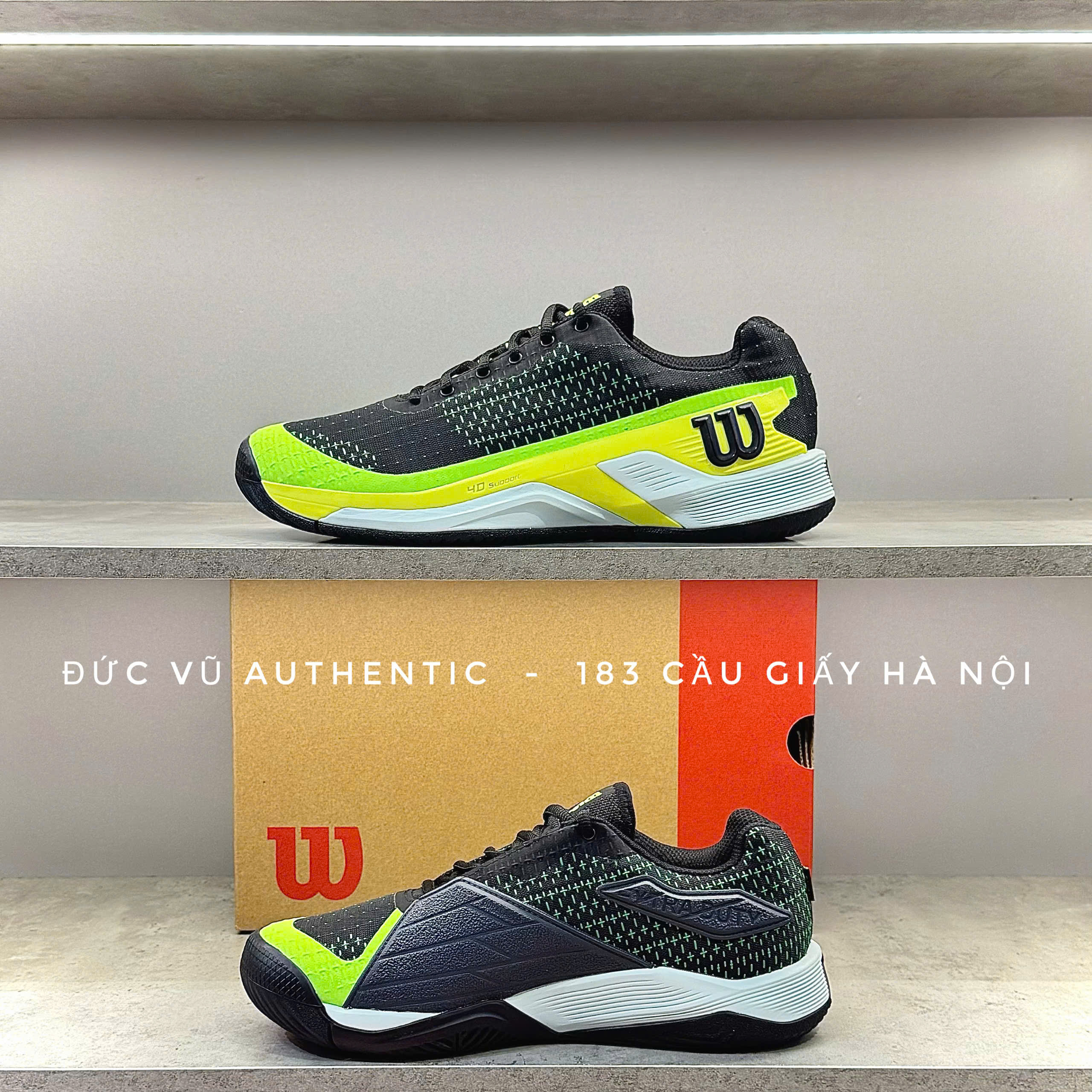 Giày thể thao Wilson Kaos Mirage – Đen Xanh Neon