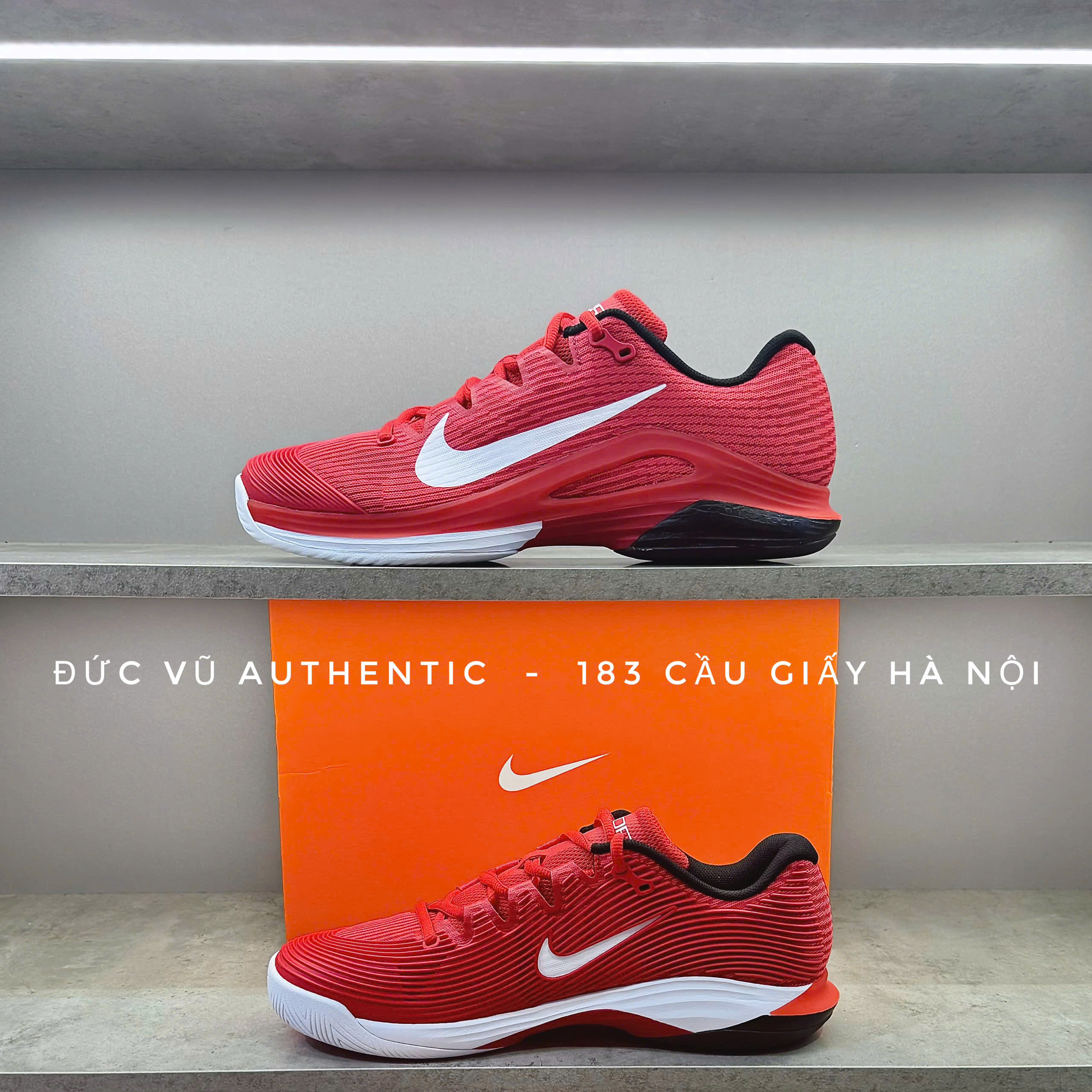 NikeCourt Air Zoom Vapor 11 – Giày Tennis Nam/Nữ (Màu Đỏ Trắng Đen).