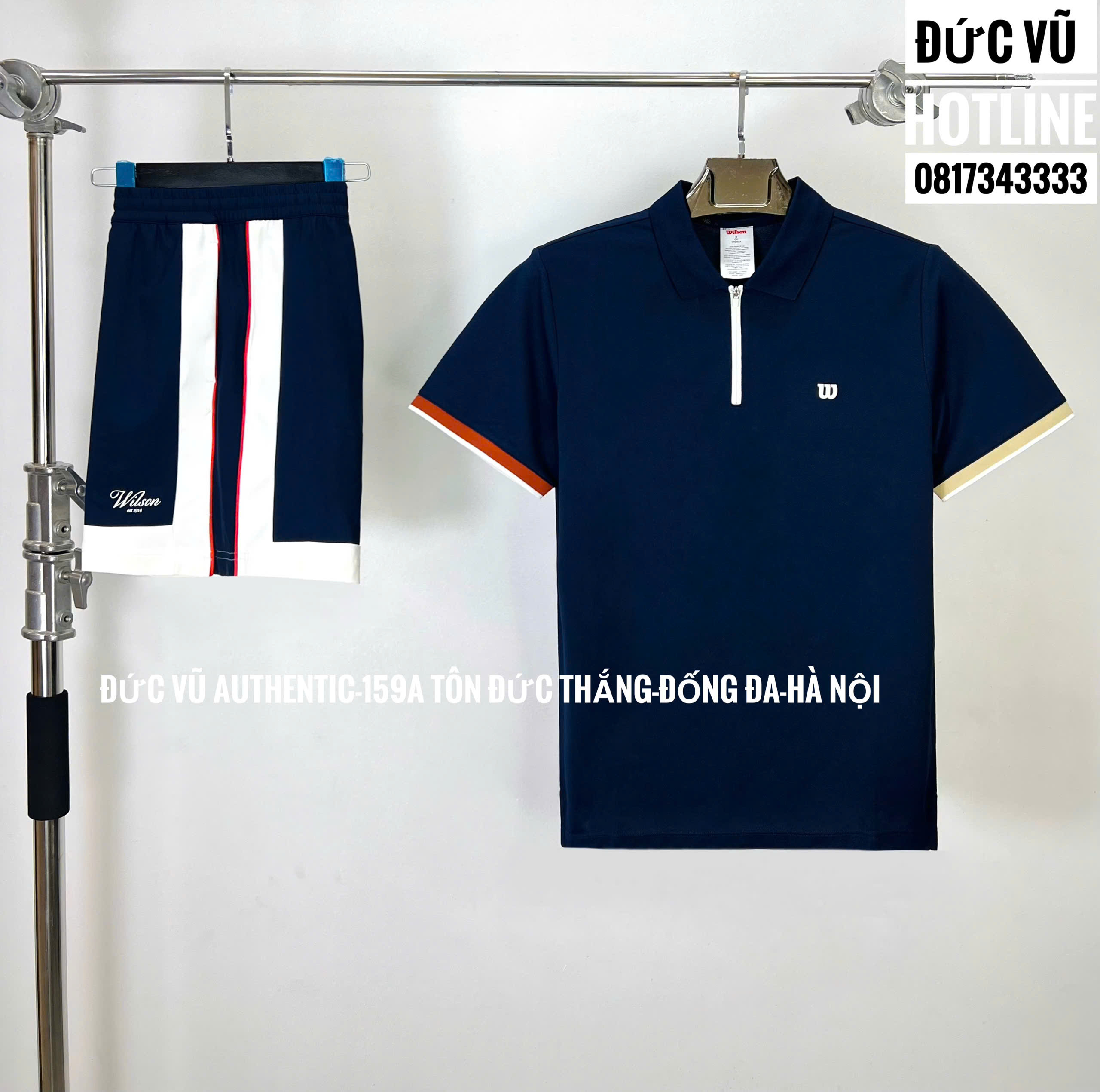 Set polo Wilson xanh navy phối quần short thể thao xanh navy