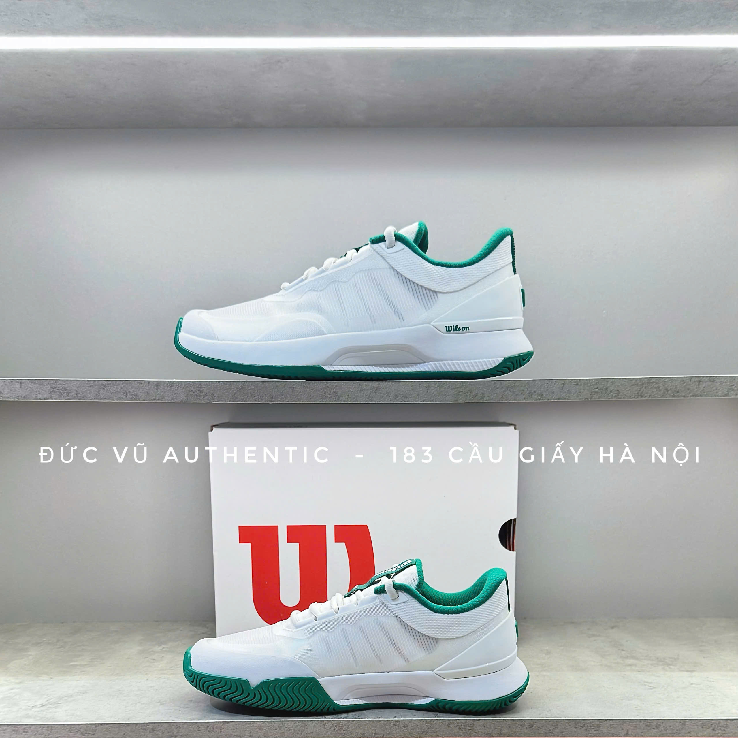Wilson Kaos Swift 3.0 – Giày Tennis Nam/Nữ (Trắng viền Xanh Lá).