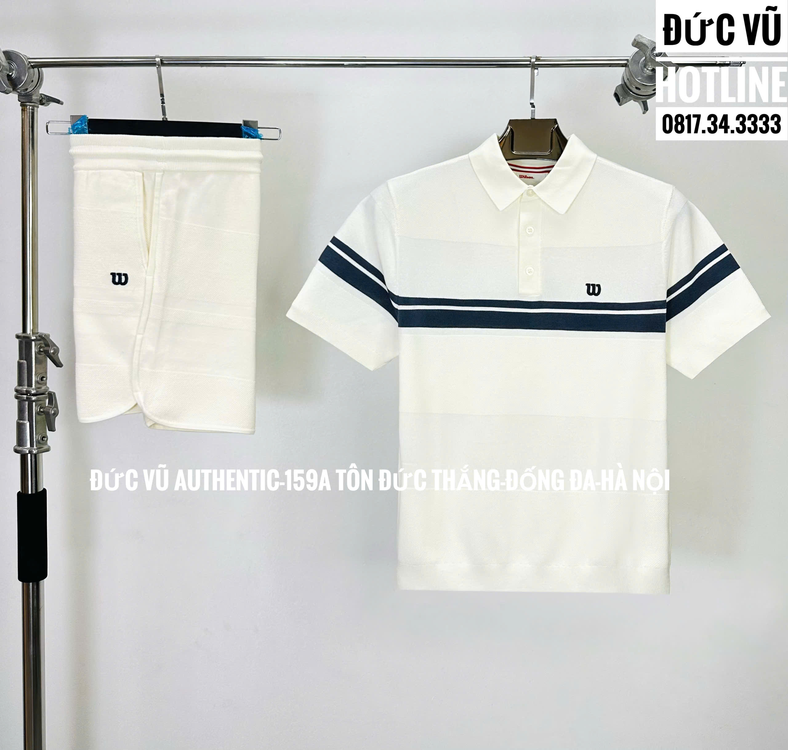 Set thể thao nam Wilson polo trắng sọc ngang