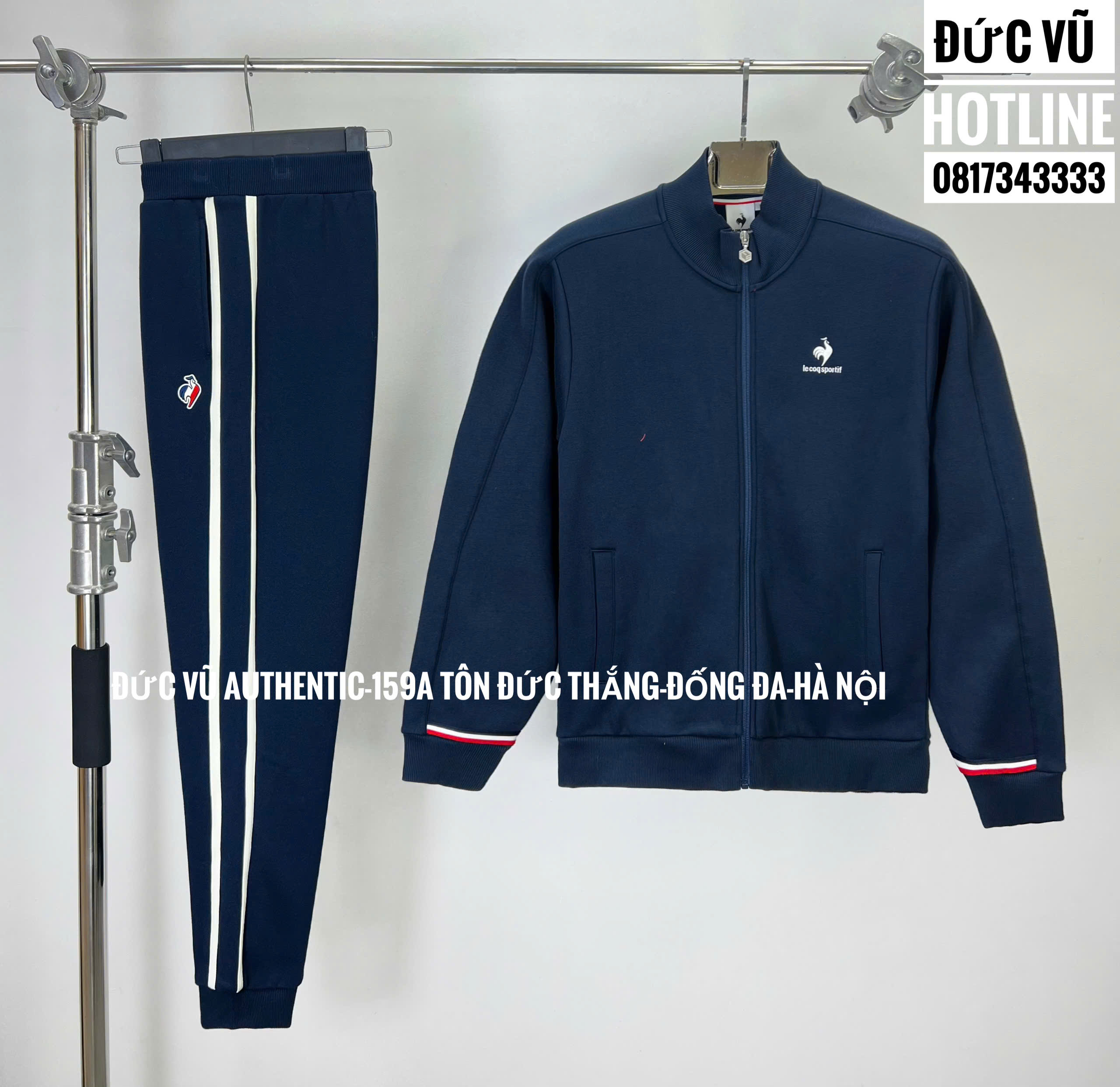 Bộ nỉ thể thao Le Coq Sportif (áo khoác zip + quần jogger)