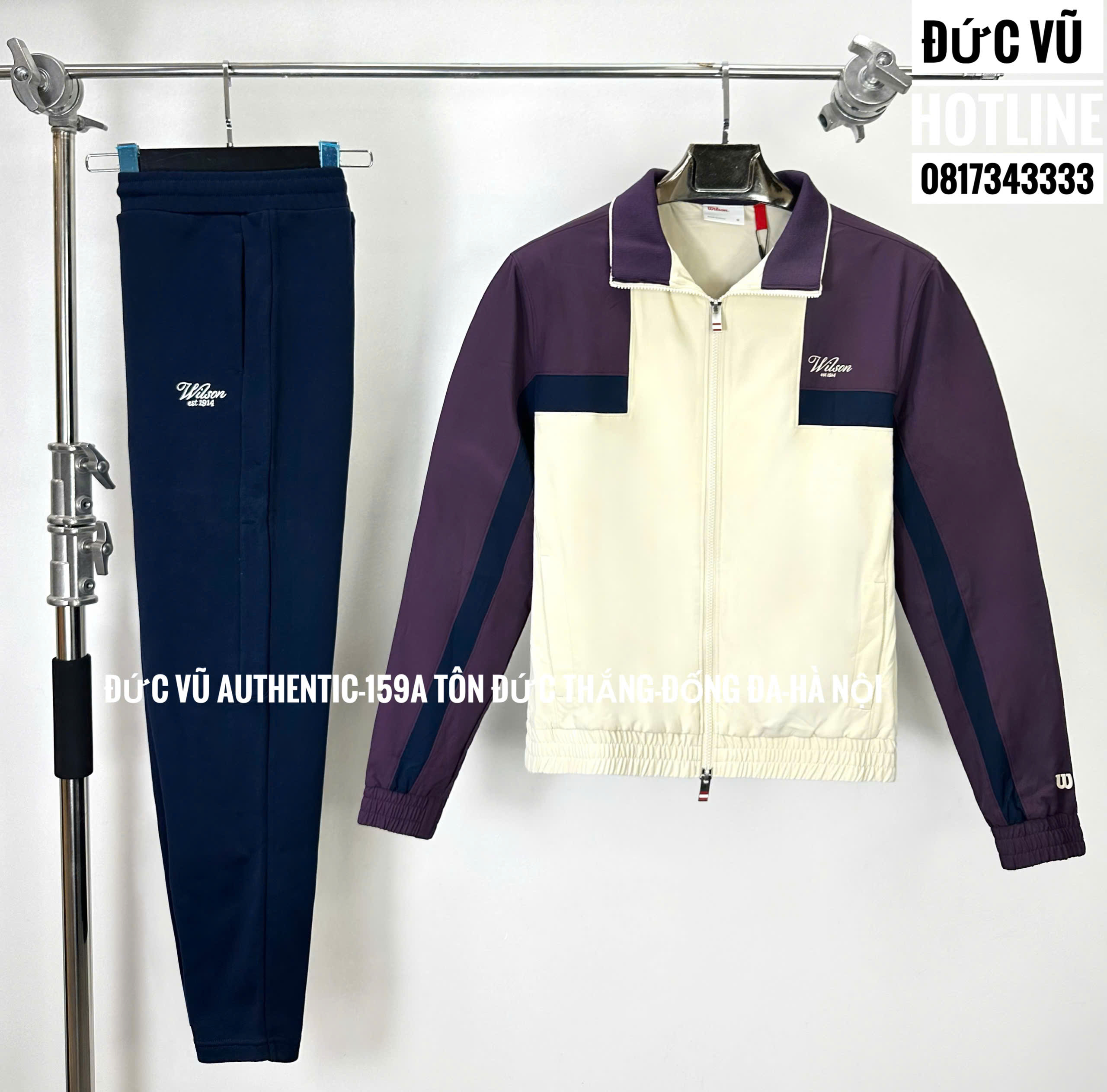 Set thể thao Wilson phối màu tím kem