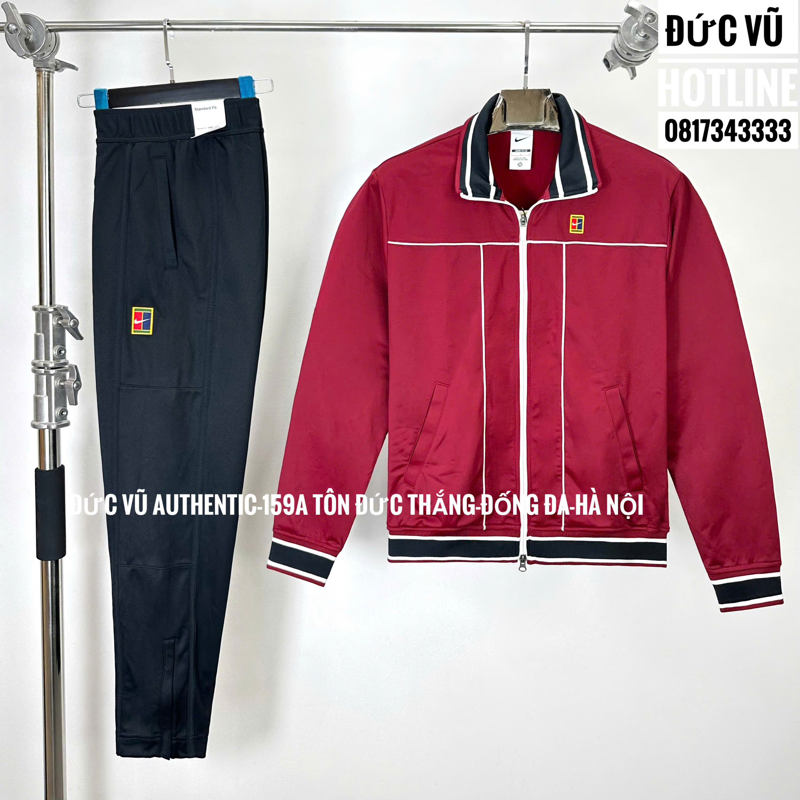 Set thể thao Nike Court Roger Federer đỏ đen cao cấp