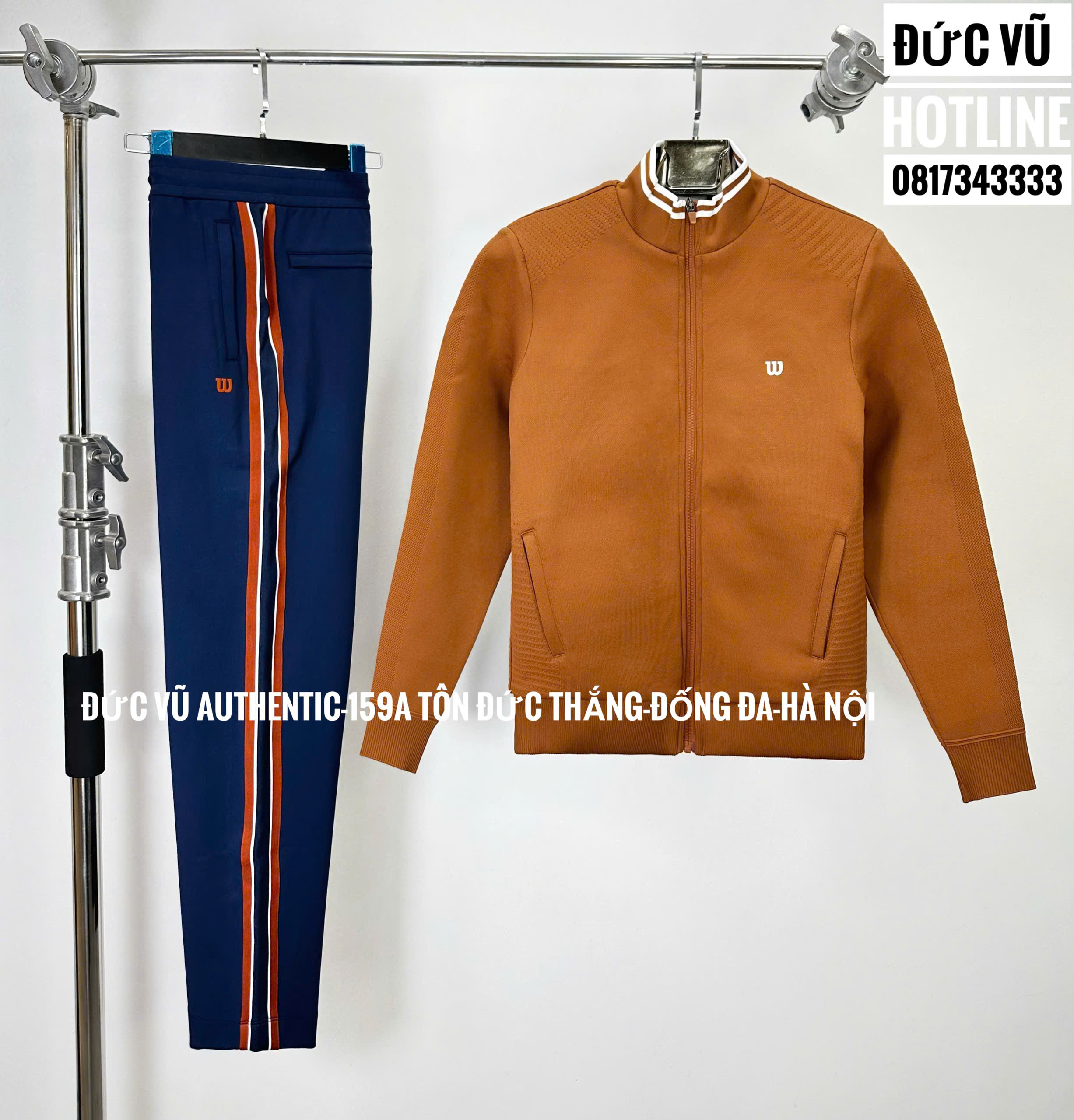 Set thể thao Wilson phối màu cam đất – xanh navy viền cam trắng