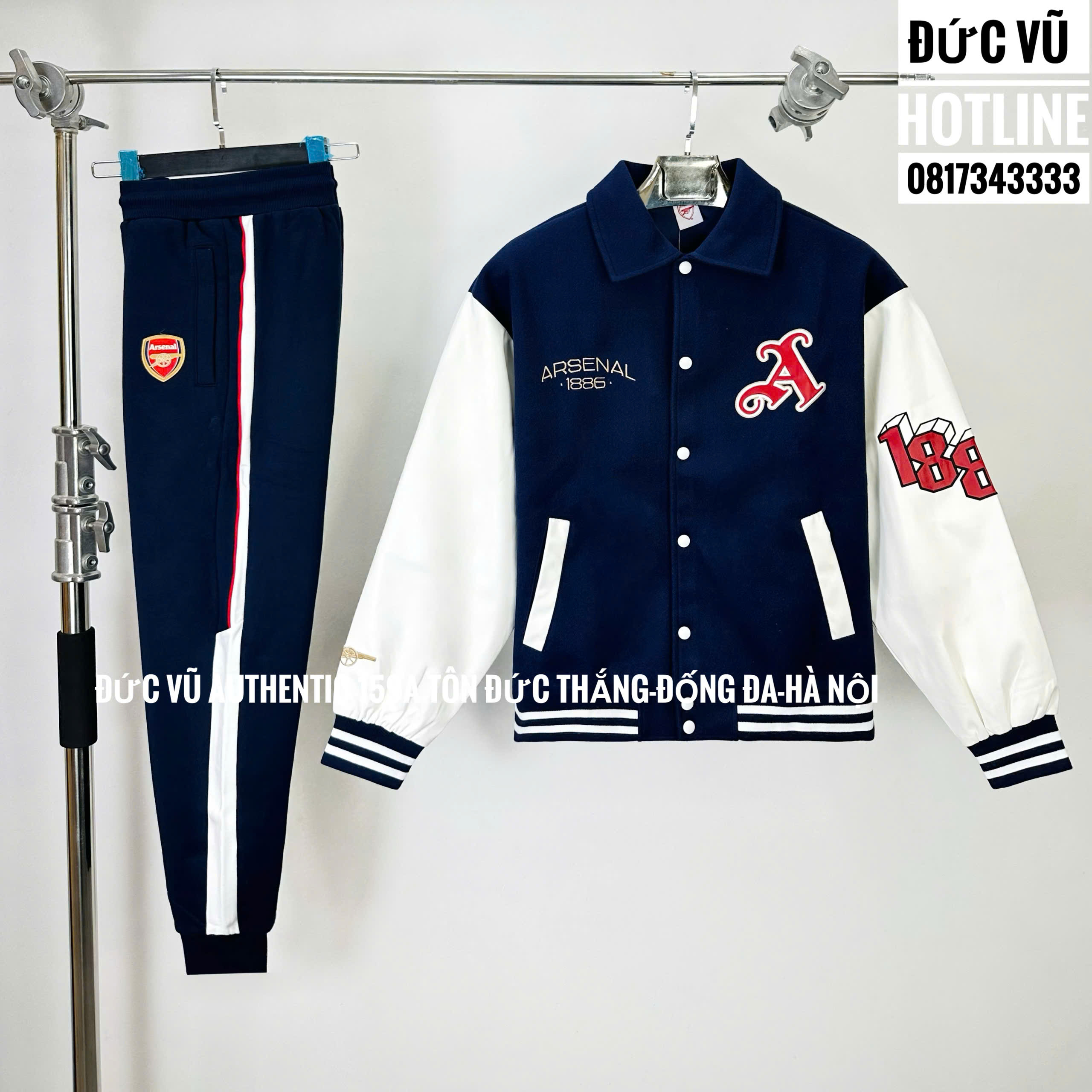 Set thể thao Arsenal varsity jacket phối quần jogger