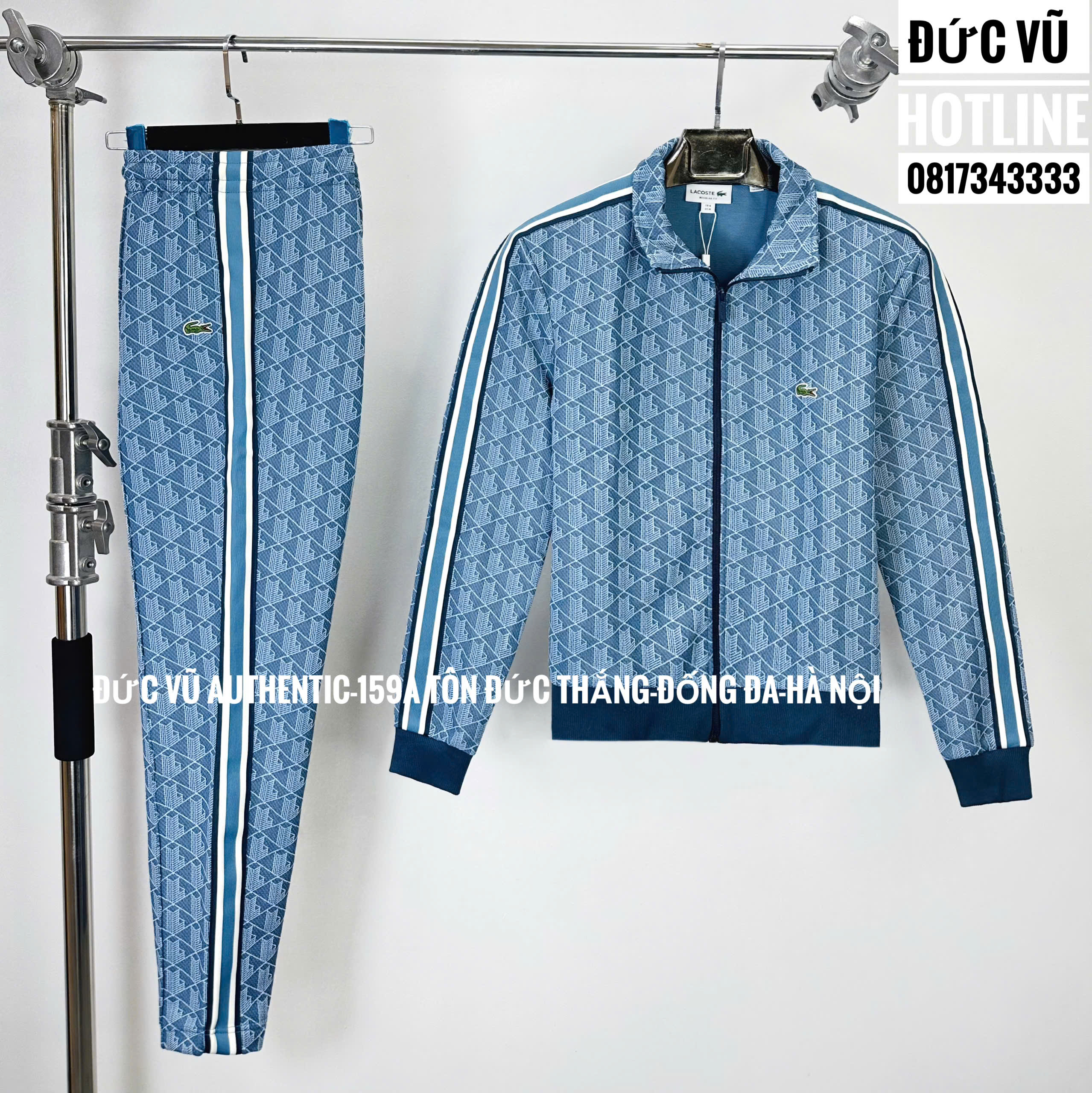 Set thể thao Lacoste monogram xanh