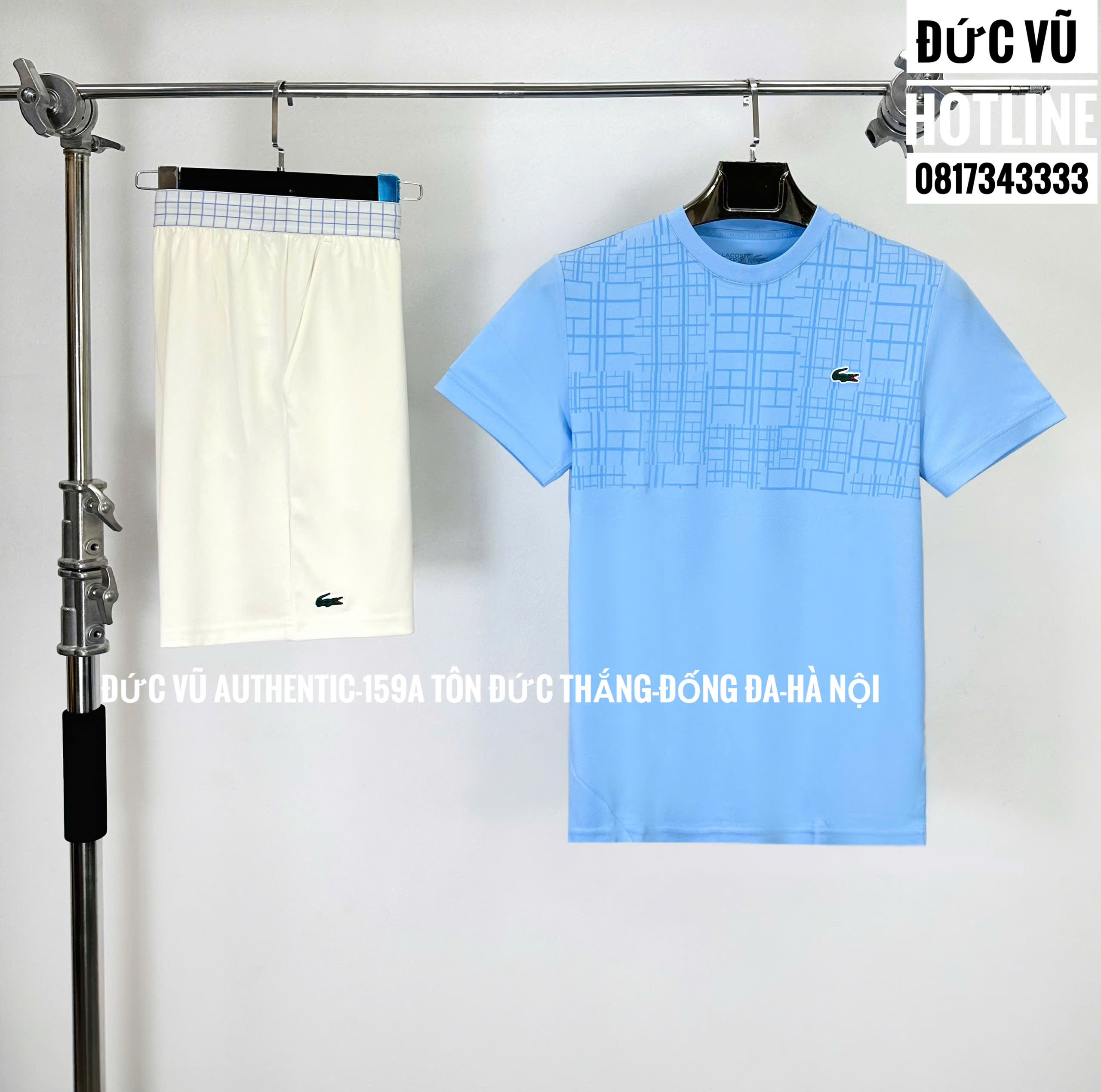 Set thể thao nam Lacoste xanh phối trắng