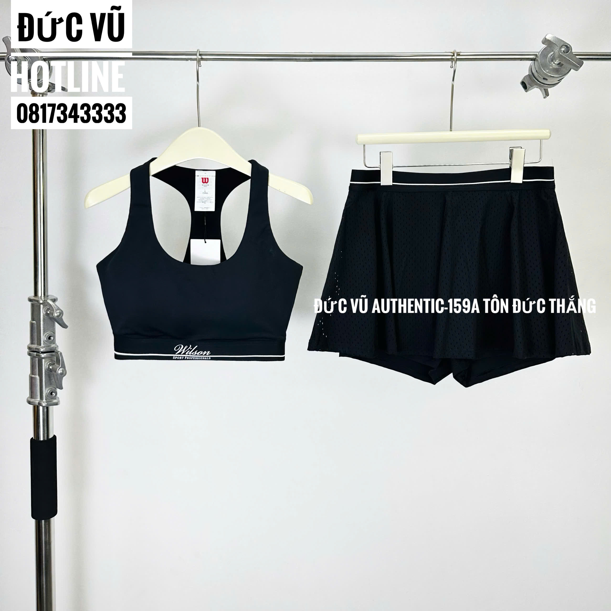 Bộ đồ thể thao nữ Wilson đen (áo bra & chân váy quần)