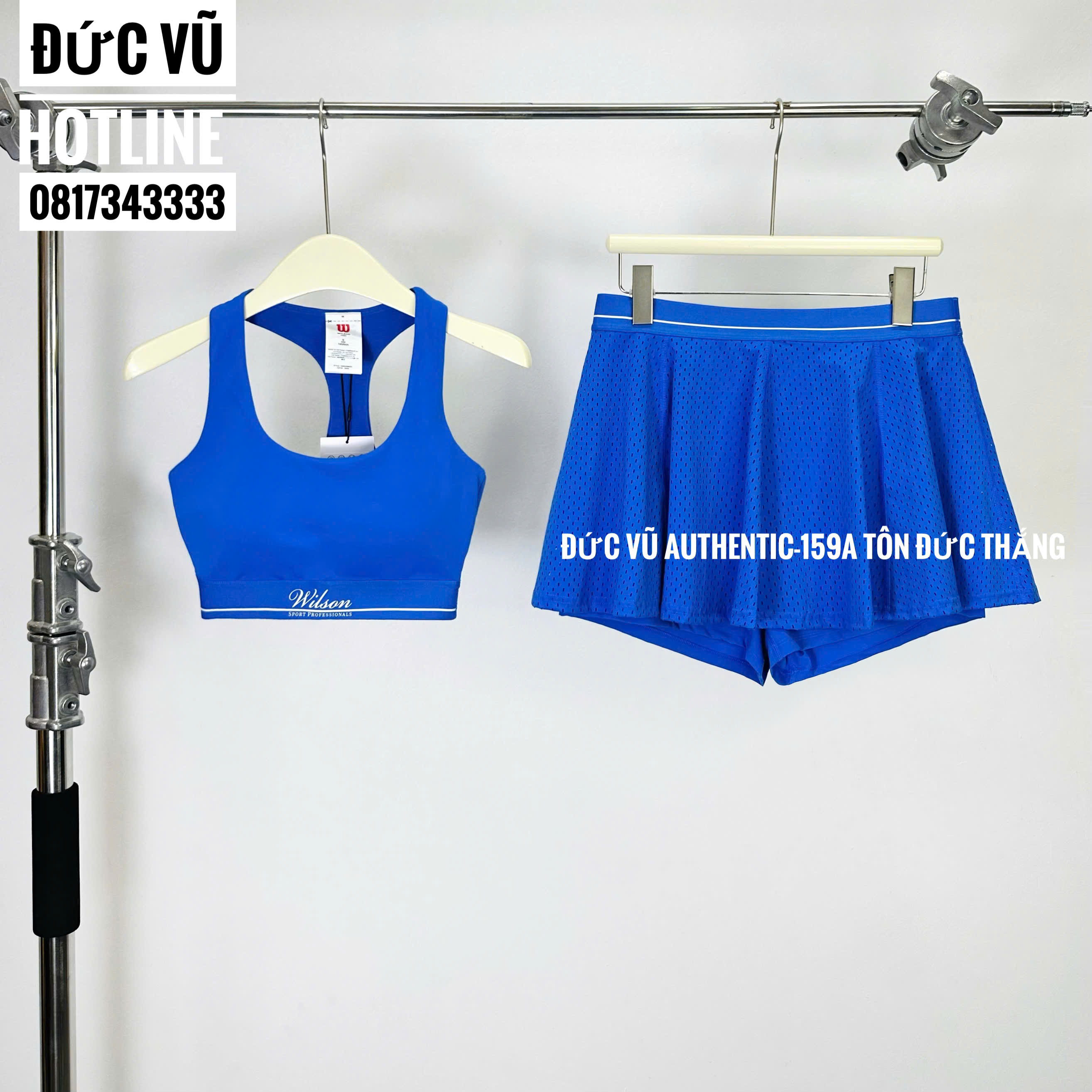 Bộ đồ thể thao nữ Wilson xanh cobalt (bra thể thao & chân váy tennis)