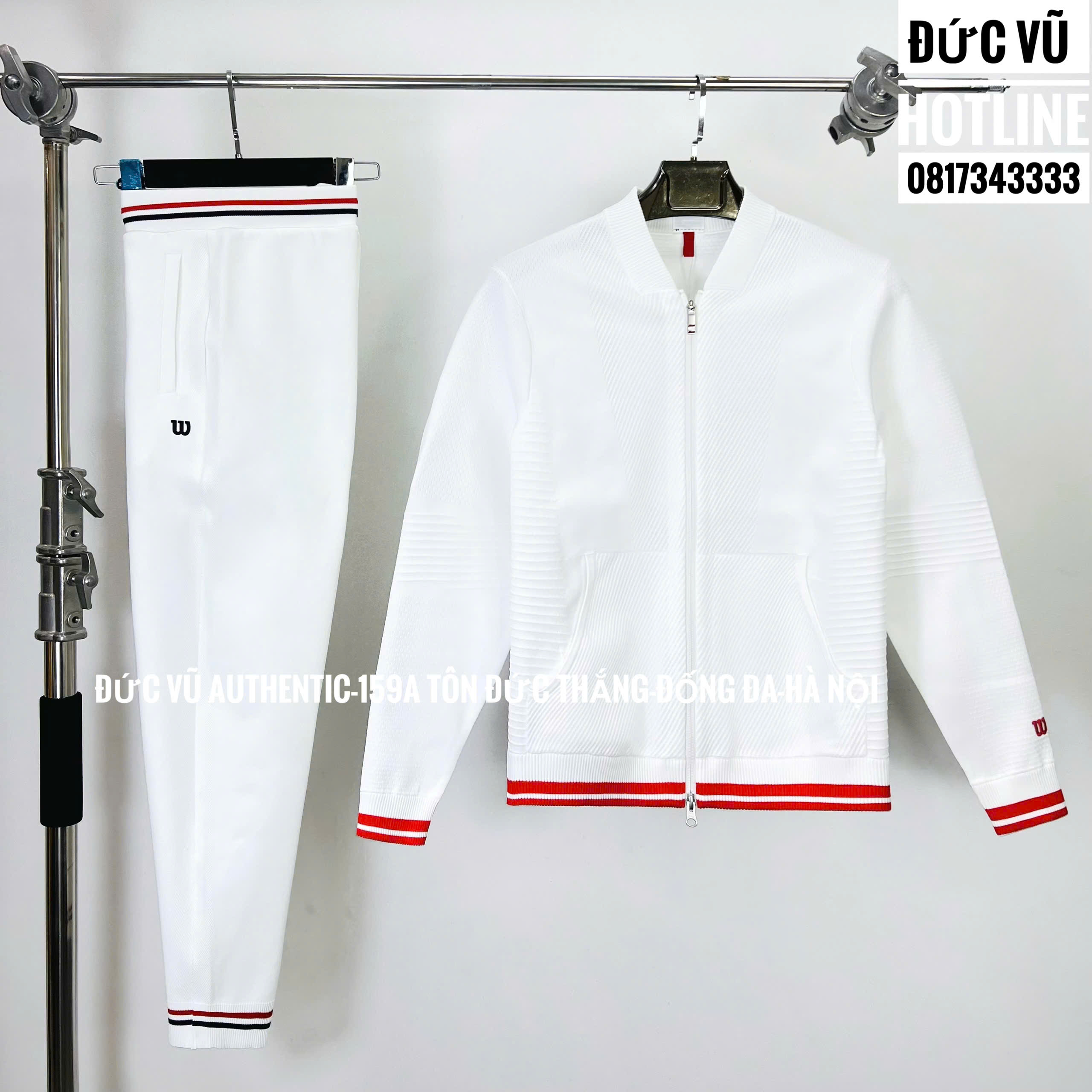 Bộ quần áo thể thao Wilson viền đỏ trắng