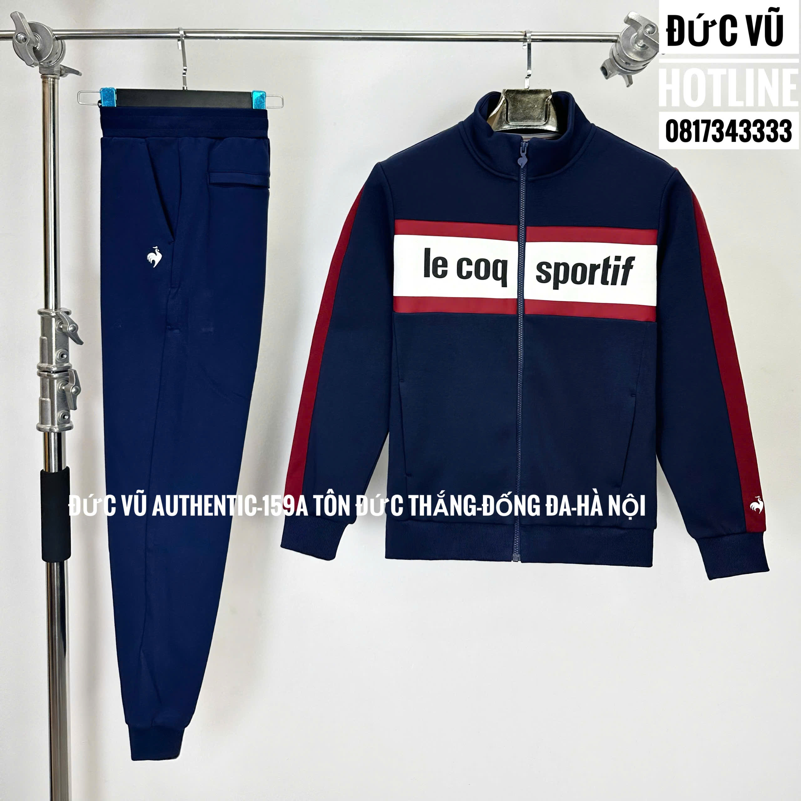 Set thể thao nam Le Coq Sportif Navy phối đỏ trắng – bản France Edition