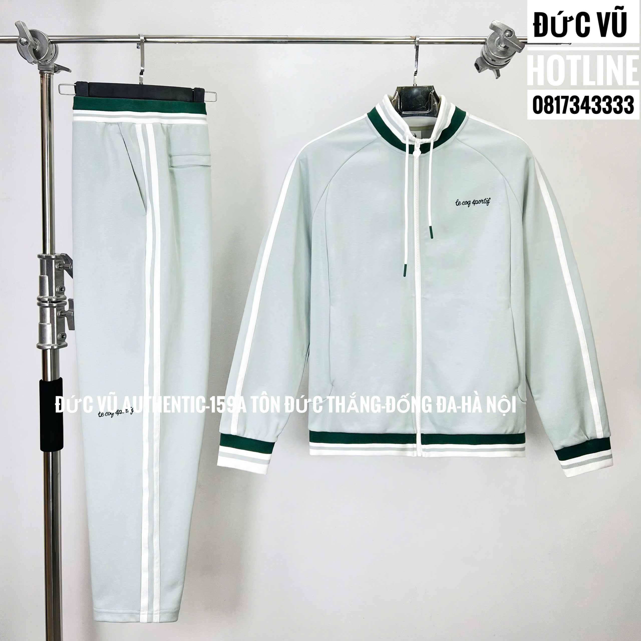 Bộ nỉ thể thao unisex phối viền trắng