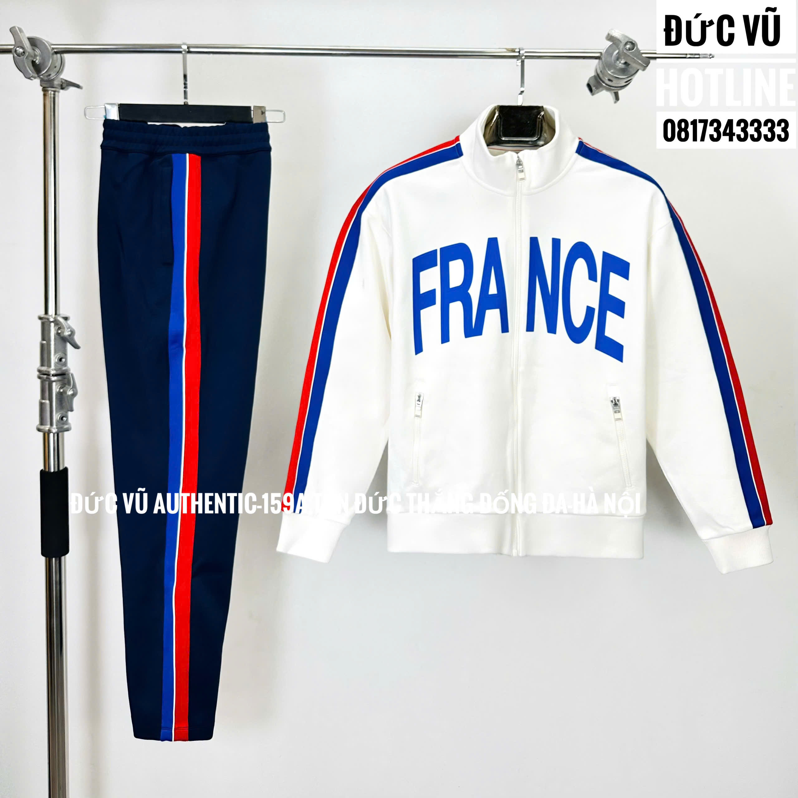 Bộ thể thao Le Coq Sportif France trắng phối xanh đỏ
