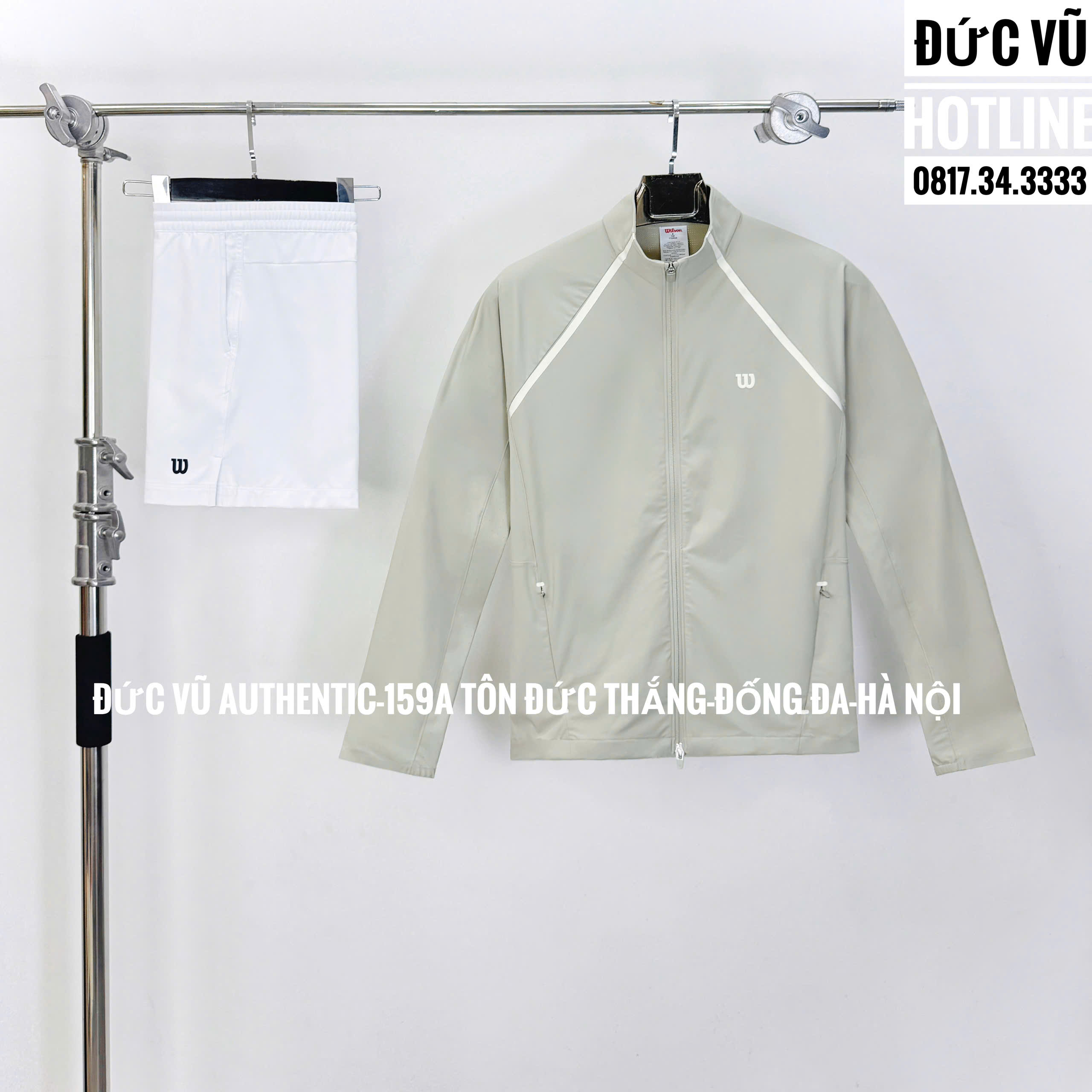 Set thể thao Wilson UV Protection – Xám khói phối trắng