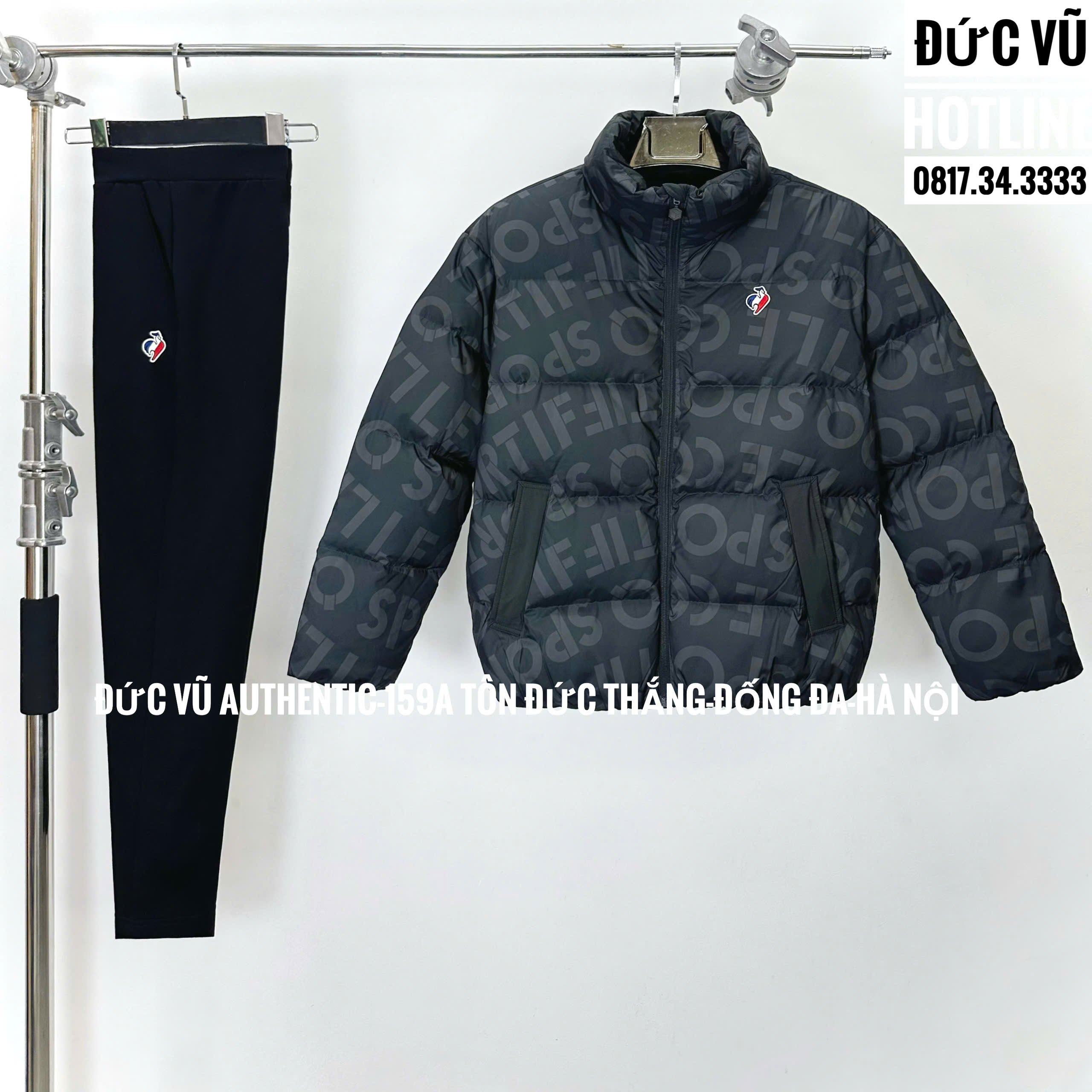 Set thể thao Le Coq Sportif Winter Puffer Set – Màu Đen Logo In Nổi