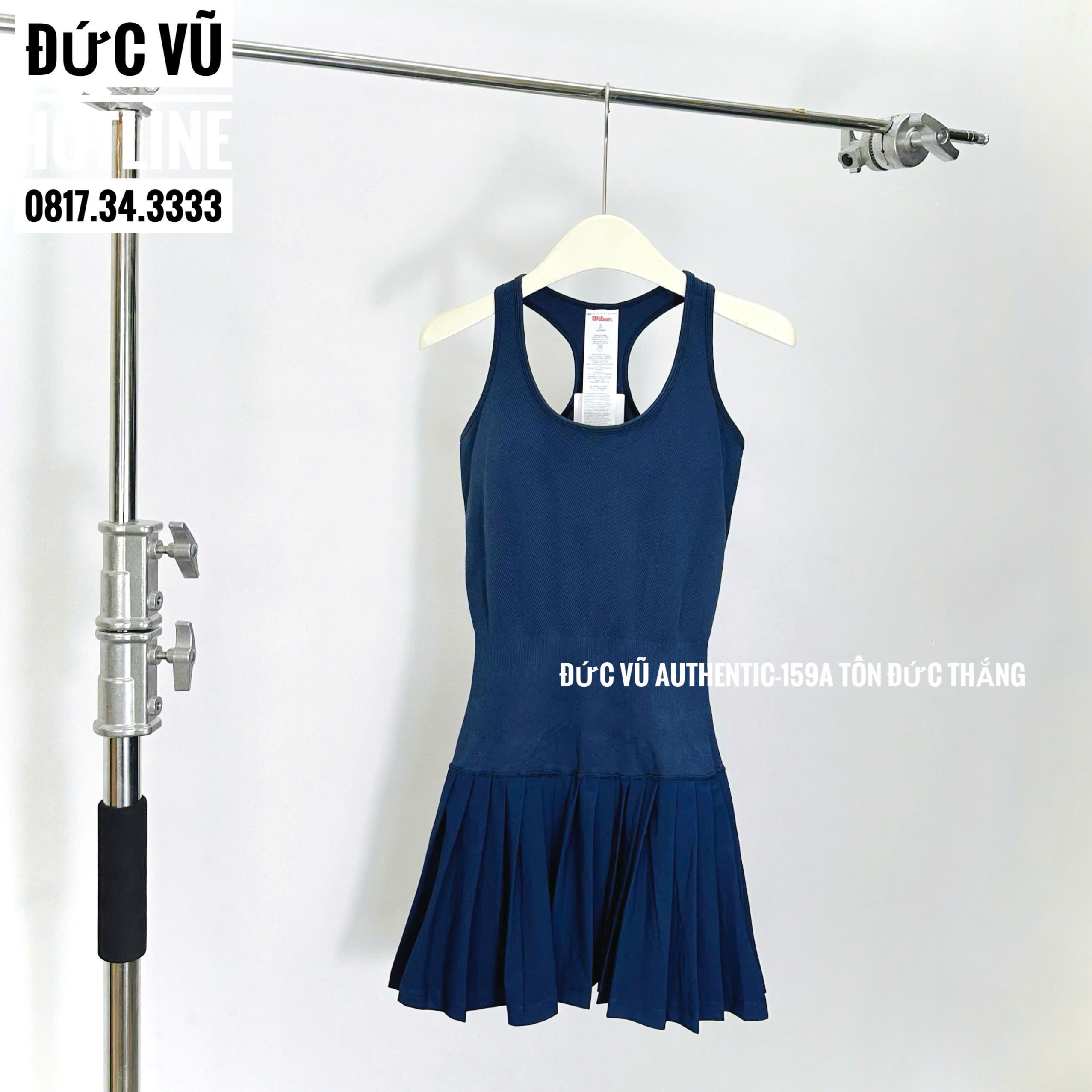 Đầm thể thao nữ Wilson – Dáng liền thân tennis màu xanh navy