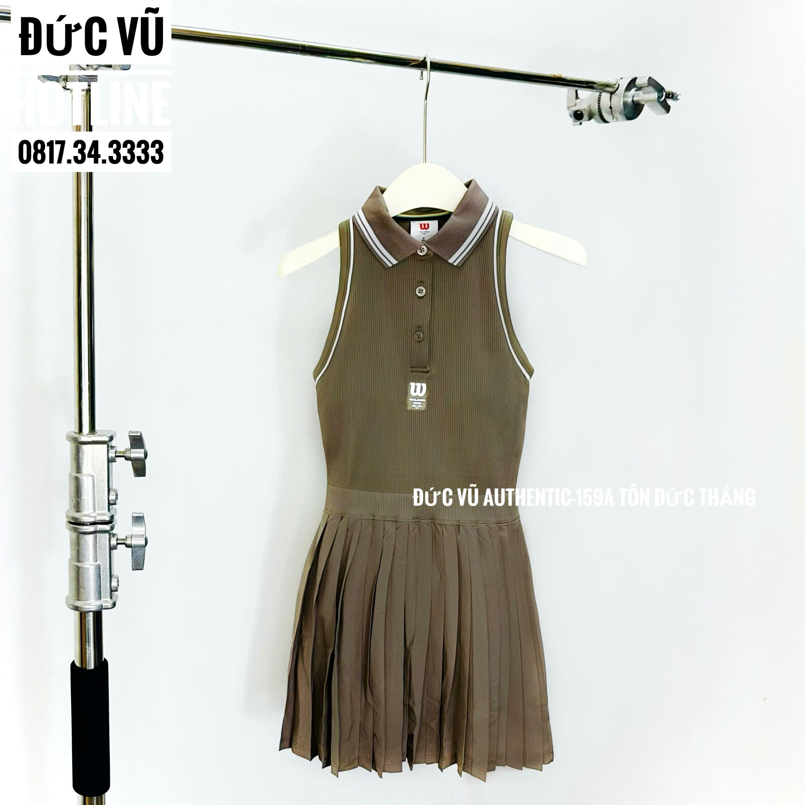 Đầm Tennis Wilson Sleeveless Pleated Dress – Màu Nâu Café