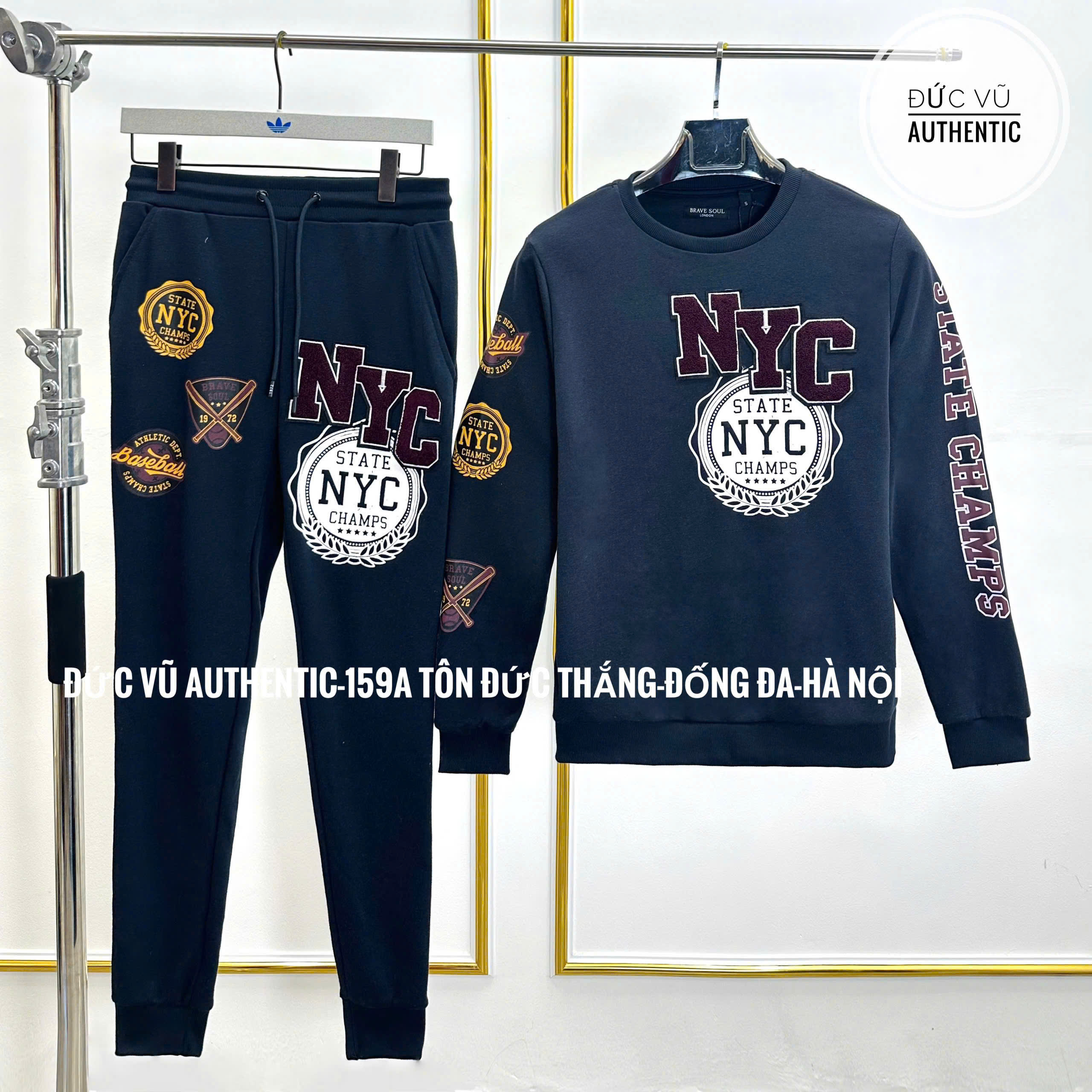 Set nỉ thể thao nam NYC Champs – màu xanh navy