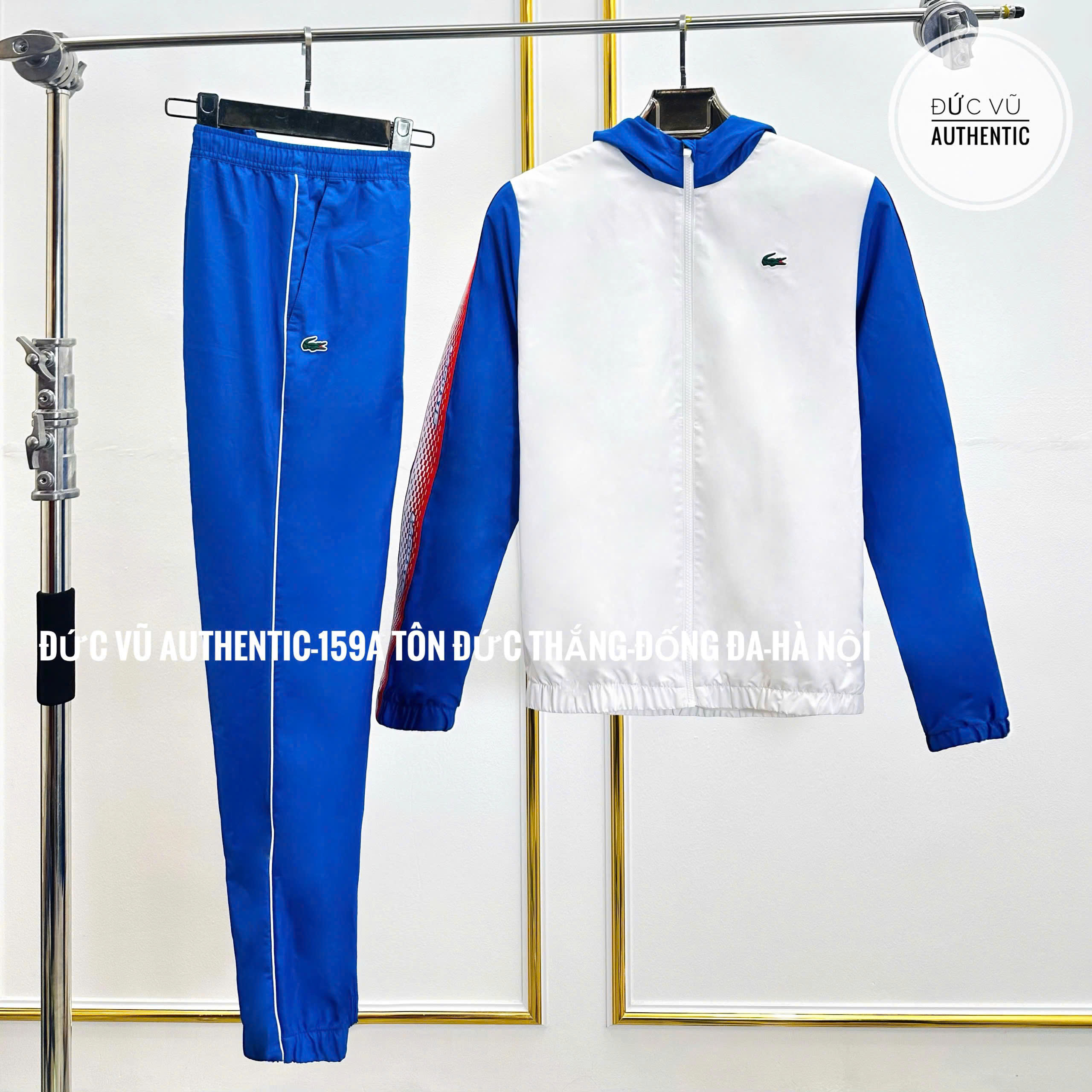 Bộ đồ thể thao Lacoste phối trắng xanh cao cấp